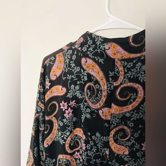 World market | dark grey, purple and green paisley Kimono cardigan - Picture 6 of 8